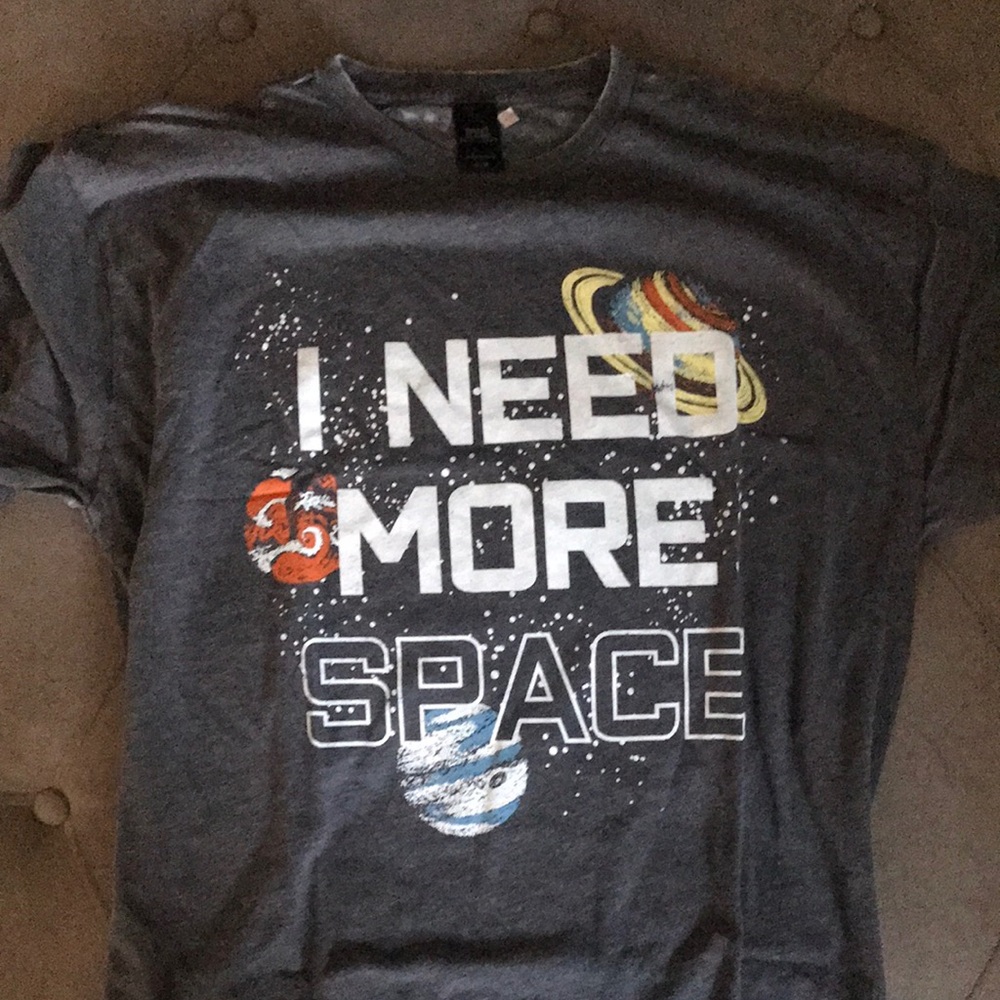Gray Graphic T-Shirt with Space Theme